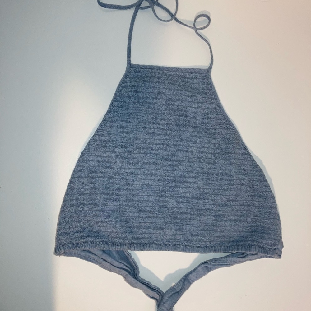 Hollister blue cropped halter top